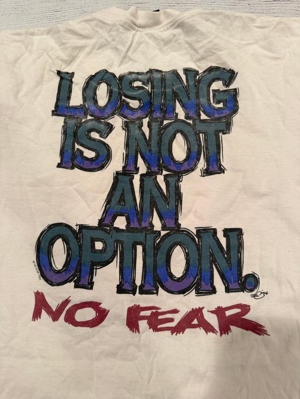Vintage 1994 No Fear "Losing Is Not an Option" graphic T-shirt size XL
